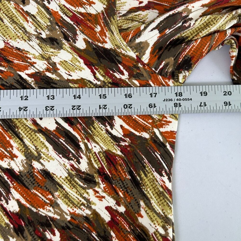 Ruby Rd Favorites Top Petites S PS Green Orange Brown Pullover 3/4 Sleeve - Picture 8 of 10